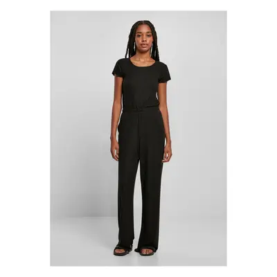 Women's jumpsuit with wide legs in black color