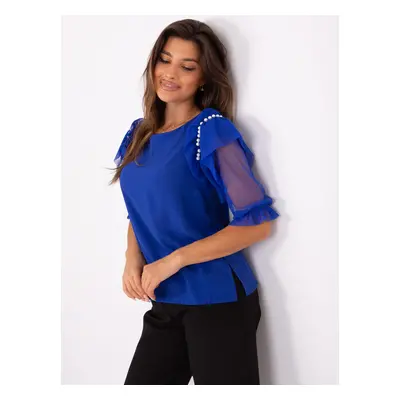 Cobalt Blue Women's Formal Blouse with Application