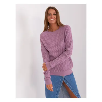 Light purple women's classic sweater with patterns