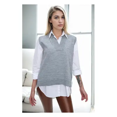 32632 Dewberry Knitwear Womens Sweater-GREY