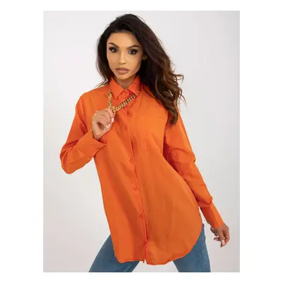 Orange oversized button-down shirt