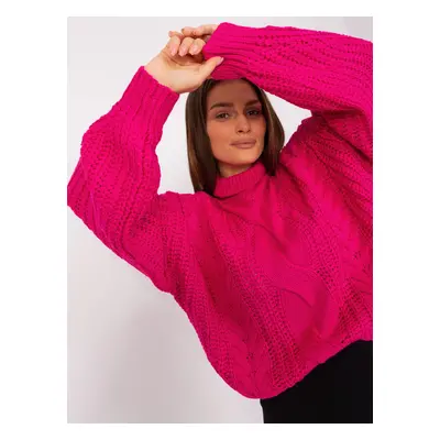 Women's Fuchsia Oversize Sweater with Turtleneck