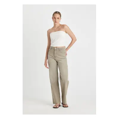 DEFACTO 90's Wide Leg High Waist Long Jean Washed Trousers