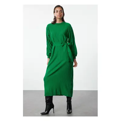 Trendyol Green Belted Knitwear Dress