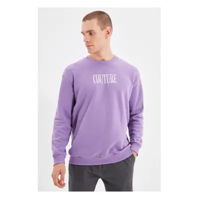 Trendyol Lilac Regular/Normal Cut Fleece/Warm Embroidered Sweatshirt