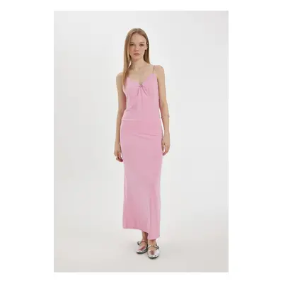 DEFACTO Cool Slim Fit V-Neck Strap Maxi Dress