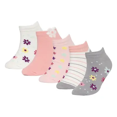 DEFACTO Girl's 5-Piece Cotton Floral Patterned Long Socks