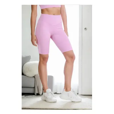 95111 Dewberry Sports Compact High Waist Short Leggings-LILAC