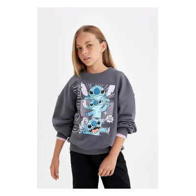 DEFACTO Girls Disney Lilo & Stitch Oversize Fit Crew Neck Sweatshirt