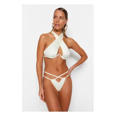 Trendyol Ecru Tunnel magas lábú bikini alsó