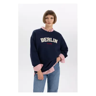 DEFACTO Relax Fit Crew Neck Thick Sweatshirt