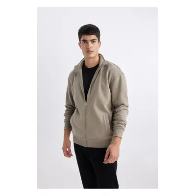 DEFACTO Comfort Regular Fit Casual Fit Stand Collar Zippered Sweatshirt