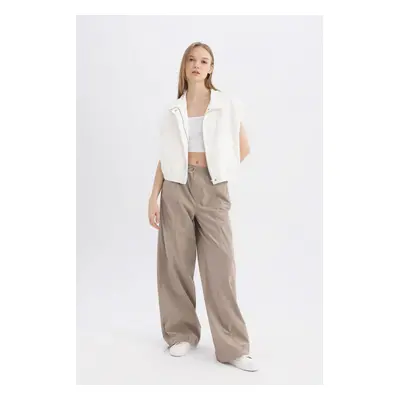 DEFACTO Wide Leg Double Pocket High Waist Standard Size Poplin Trousers