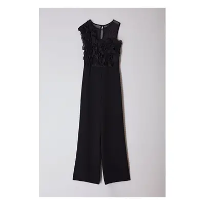 Trendyol Black Tulle Detailed Woven Jumpsuit