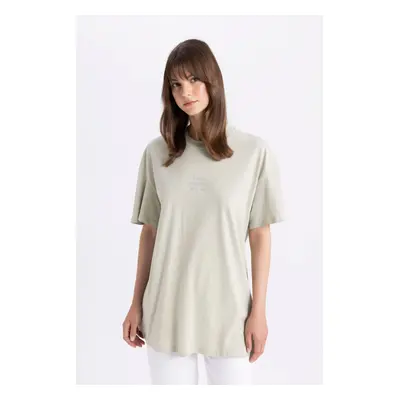 DEFACTO Crew Neck Printed Short Sleeve T-Shirt Tunic