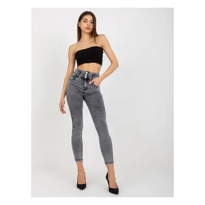 Women's dark gray jeans with a high waist