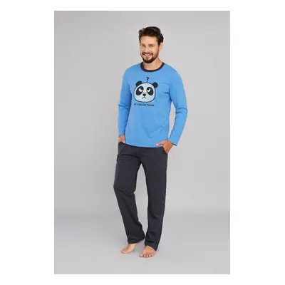 Men's Jugo pyjamas, long sleeves, long pants - blue/graphite