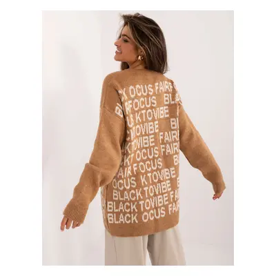 Brown long sweater with inscriptions