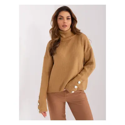 Women's camel striped sweater