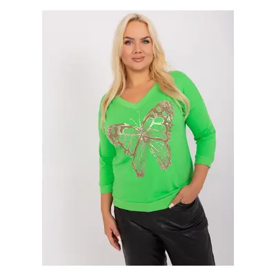 Light green women's blouse plus size with print