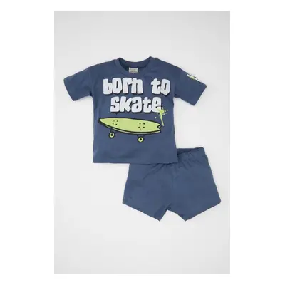 DEFACTO Baby Boy Printed Short Sleeve T-Shirt Shorts 2-Piece Set