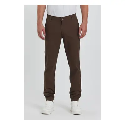 36952 Dewberry Gabardine Cotton Slim Fit Chino Mens Trousers-COFFEE