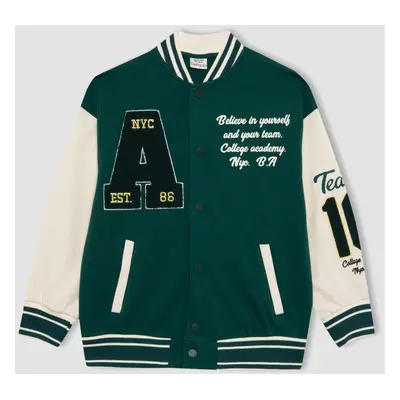 DEFACTO Boy's College Collar Bomber Cardigan