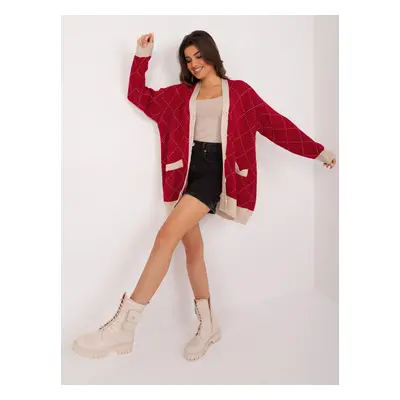 Burgundy oversize cardigan with diamonds