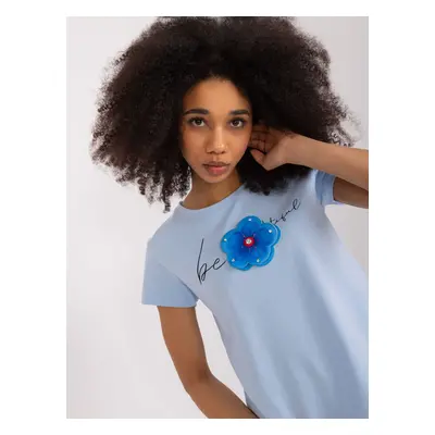 Light blue cotton T-shirt BASIC FEEL GOOD