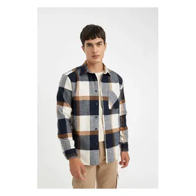 DEFACTO Regular Fit Regular Cut Plaid Lumberjack Flannel Long Sleeve Shirt