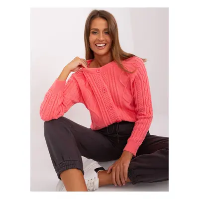 Women's coral cardigan with cables