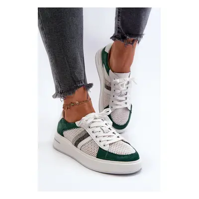 Women's D&A leather sneakers - green-white