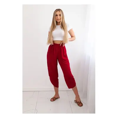 Wide-leg trousers with burgundy pockets