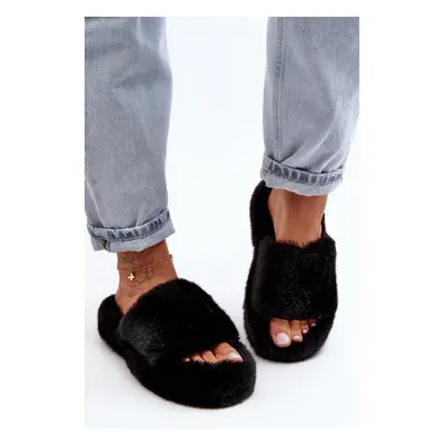 Black women's fur slippers Biella