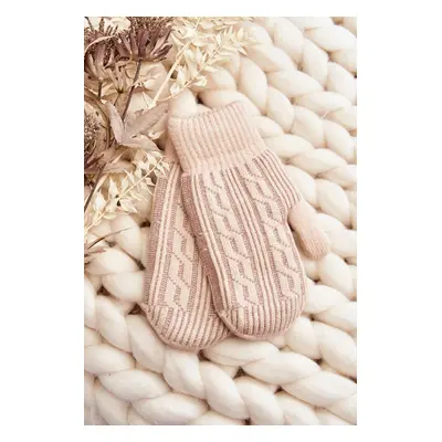 Warm women's one-finger gloves, beige