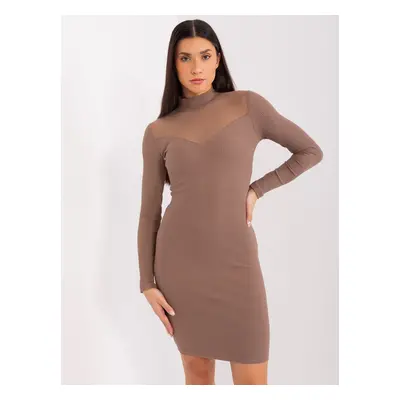 Brown fitted turtleneck dress BASIC FEEL GOOD