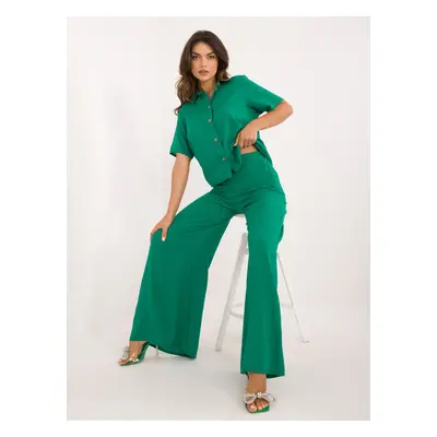 Green women's summer set with wide trousers