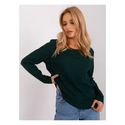 Dark green women's sweater with patterns