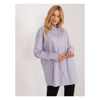 Gray button-down shirt with cotton blend