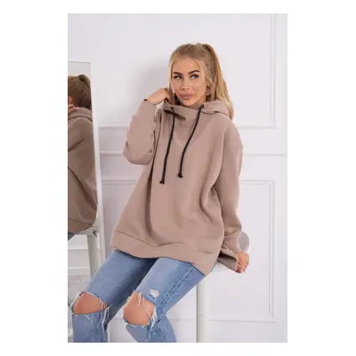 Insulated sweatshirt with zipper on the side dark beige