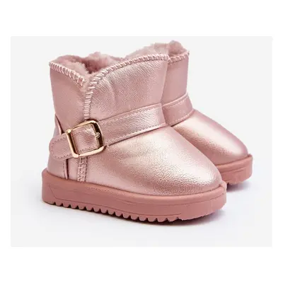 Children's eco leather snow boots with belt, pink Orinor