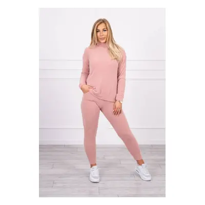 Two-piece alpaca sweater set dark powder pink