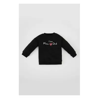 DEFACTO DFC - Baby Girl Crew Neck Printed Thick Sweatshirt