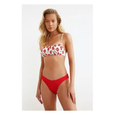 Trendyol Red Texturált V Cut Bikini alsó