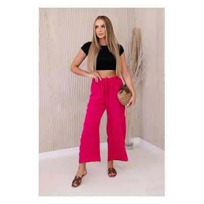 Fuchsia-coloured wide-waisted trousers