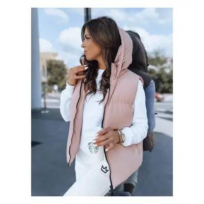 Women's quilted vest with hood POPLAR pink Dstreet