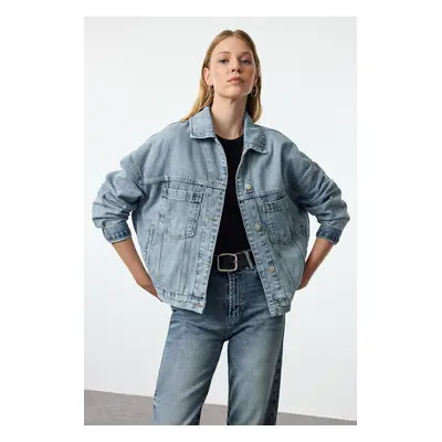 Trendyol Blue Oversize Denim Jacket