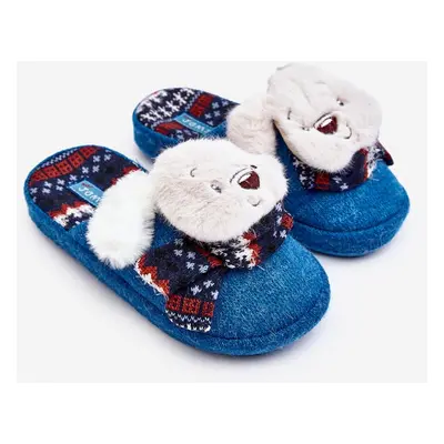 Children's slippers with thick soles with teddy bear, blue, Dasca