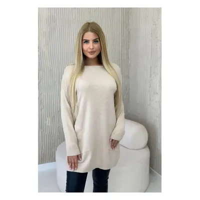 Viscose sweater with pockets beige