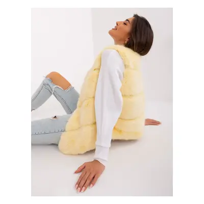 Light yellow fur vest with pockets